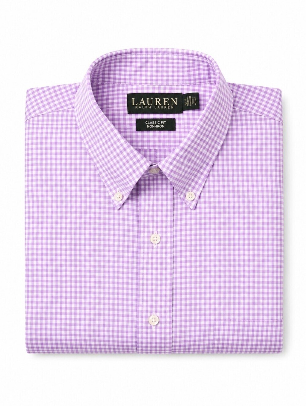 Lauren Ralph Lauren Classic Fit Non-iron Button Up Shirt Lavender Gingham Plaid